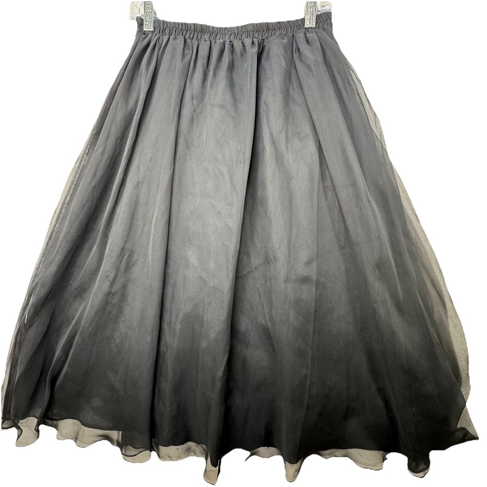 Vintage 90's Midi Skirt Women's Size 10 Solid Black Lined Witchy Witchcore‎ Goth
